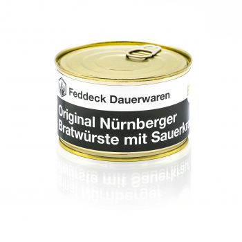 Canned ready meal, original Nuremberg Roast Sausage with sauerkraut, 400 g